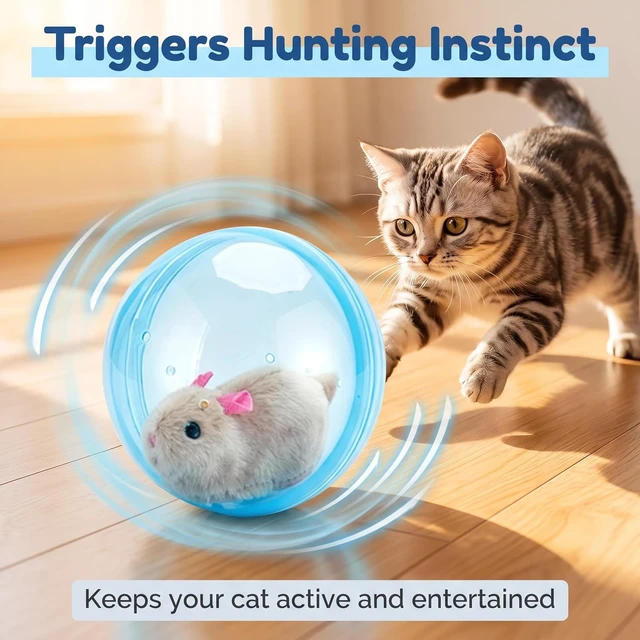 Alt view image 6 of 7 - Interactive Rolling Cat Ball,2026 New Self-Rolling Interactive Cat Ball | 360° Rolling Spin Moving Cat Ball Fun Indoor Interactive Pet Ball for Cats Dogs Chasing
