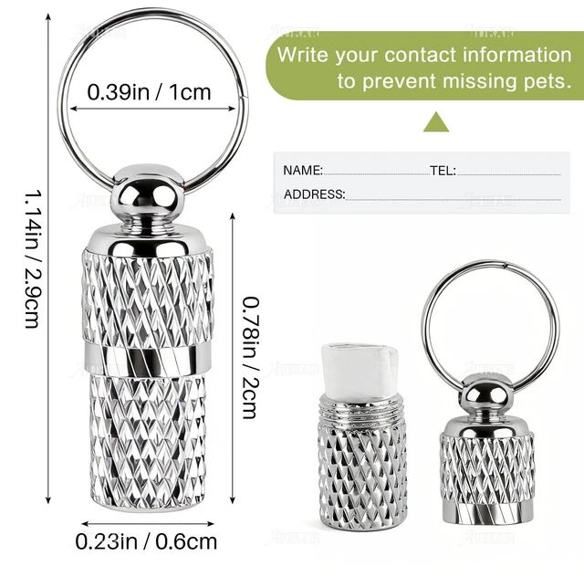 Alt view image 2 of 7 - , 10 Pack Pet ID Tags Name Address Cell Phone Number Stainless Steel Personalized Dog Cat Small Animal Barrel Tube Anti-Lost