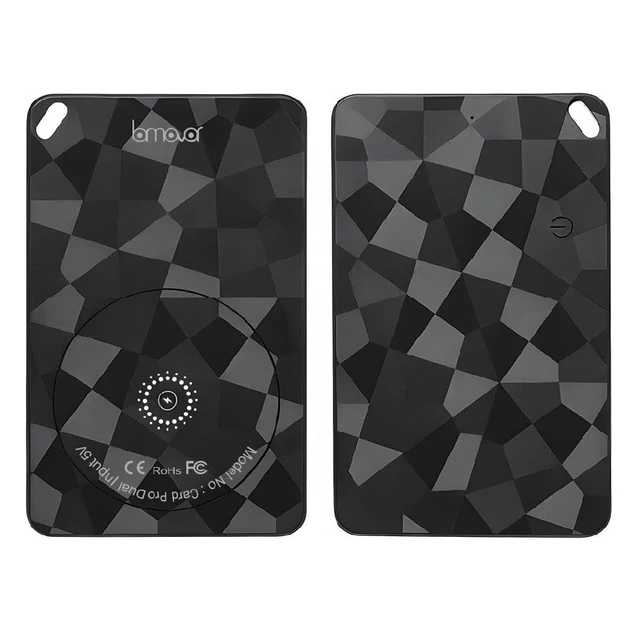 Alt view image 5 of 5 - Ultra-Thin Smart Tracking Card, iOS and Android Compatible, Bluetooth Wireless Rechargeable, Water Resistant, Wallet Finder with Geometric Black Design