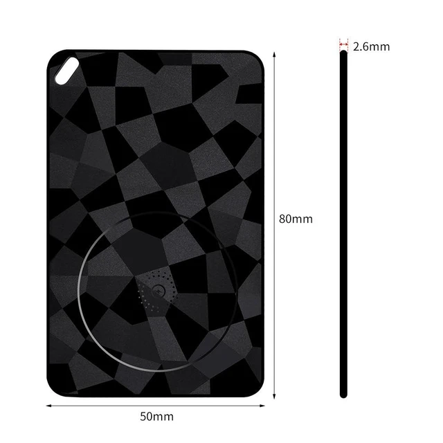 Alt view image 4 of 5 - Ultra-Thin Smart Tracking Card, iOS and Android Compatible, Bluetooth Wireless Rechargeable, Water Resistant, Wallet Finder with Geometric Black Design