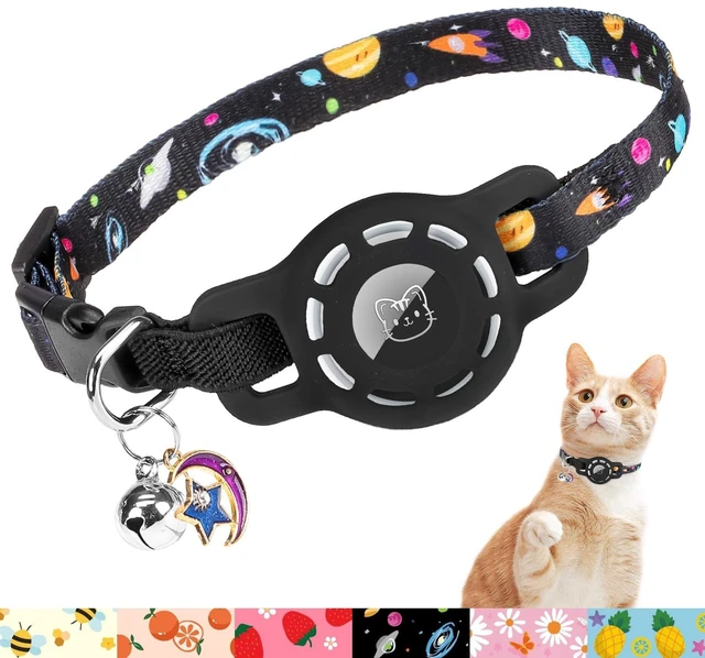 Main image of AirTag Cat Collar Breakaway, Collar with Airtag Holder and Bell | Elastic Tracker Collar, Safety Buckle, Lightweight, Anti-Lost Adjustable Size for Girl Boy Cats Puppies, 7.8-11.8in