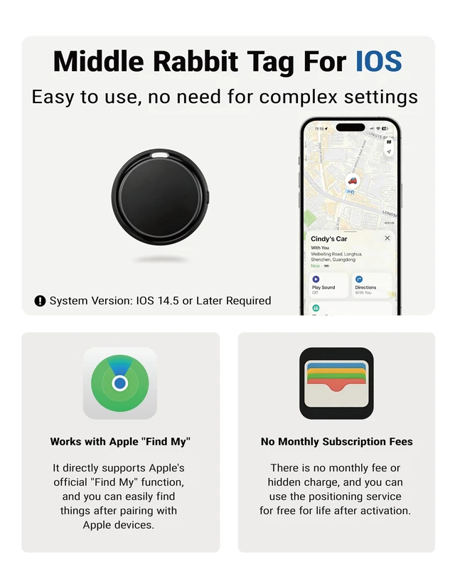 Alt view image 2 of 4 - GPS Cat Tracker Collar for iPhone, Find My APP, No Monthly Fee | GPS Tracker for Cats, No SIM, Collar and Silicone Holder Included, Lightweight for Kittens, Indoor and Outdoor Cats