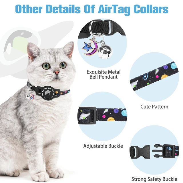Alt view image 5 of 7 - AirTag Cat Collar Breakaway, Collar with Airtag Holder and Bell | Elastic Tracker Collar, Safety Buckle, Lightweight, Anti-Lost Adjustable Size for Girl Boy Cats Puppies, 7.8-11.8in