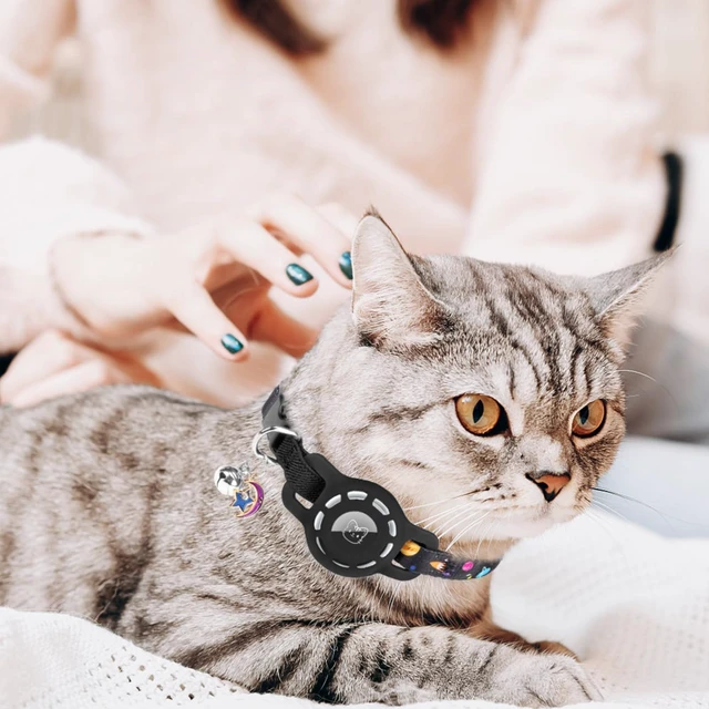 Alt view image 6 of 7 - AirTag Cat Collar Breakaway, Collar with Airtag Holder and Bell | Elastic Tracker Collar, Safety Buckle, Lightweight, Anti-Lost Adjustable Size for Girl Boy Cats Puppies, 7.8-11.8in