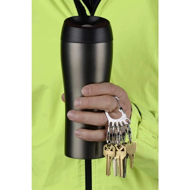 Alt view image 2 of 7 - KLKBF-11-R6 Bigfoot Locker KeyRack, Carabiner Chain with 5 Stainless Steel Locking S-Biner Toes to Hold Keys Separately + Securely, 1, Silver