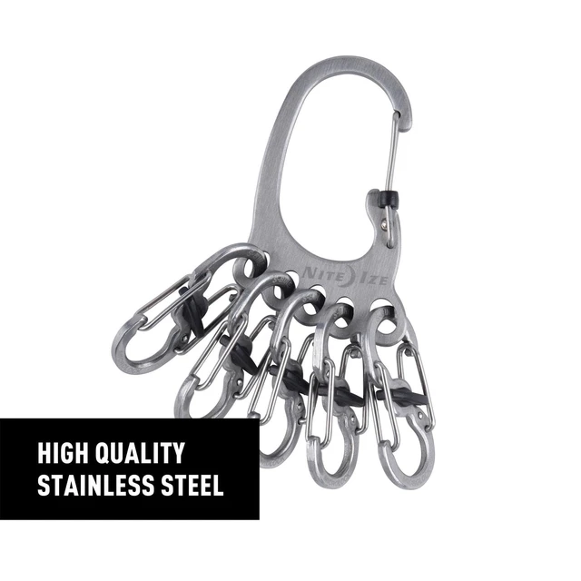 Alt view image 3 of 7 - KLKBF-11-R6 Bigfoot Locker KeyRack, Carabiner Chain with 5 Stainless Steel Locking S-Biner Toes to Hold Keys Separately + Securely, 1, Silver