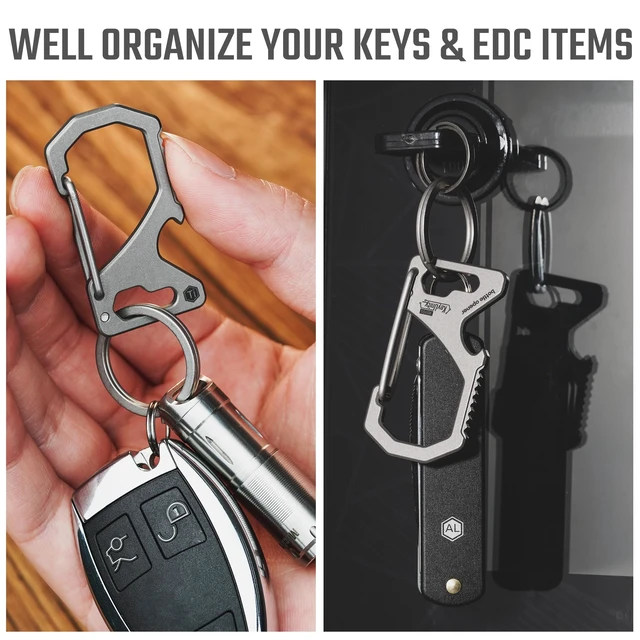 Alt view image 2 of 7 - Titanium Carabiner Clip with Quick Release Key Holder | Anti Lost, 2 inch Key Organizer Heavy Duty, Secure Attachment, Compact Accessory for Daily Carry (with Bottle Opener)