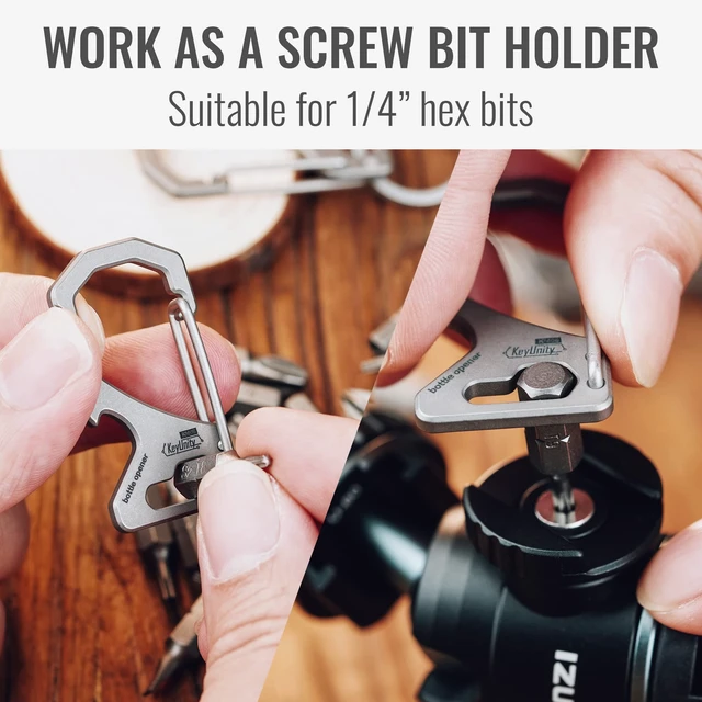 Alt view image 4 of 7 - Titanium Carabiner Clip with Quick Release Key Holder | Anti Lost, 2 inch Key Organizer Heavy Duty, Secure Attachment, Compact Accessory for Daily Carry (with Bottle Opener)