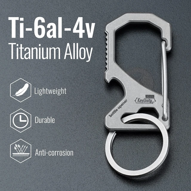 Alt view image 7 of 7 - Titanium Carabiner Clip with Quick Release Key Holder | Anti Lost, 2 inch Key Organizer Heavy Duty, Secure Attachment, Compact Accessory for Daily Carry (with Bottle Opener)