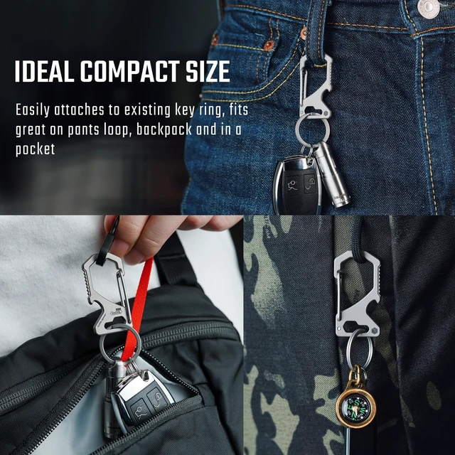 Alt view image 6 of 7 - Titanium Carabiner Clip with Quick Release Key Holder | Anti Lost, 2 inch Key Organizer Heavy Duty, Secure Attachment, Compact Accessory for Daily Carry (with Bottle Opener)