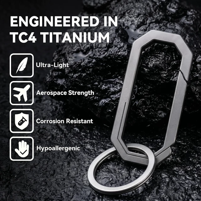 Alt view image 5 of 7 - Titanium Carabiner Keychain Clip, Small EDC Key Holder, 2.12-Inch | Titanium Key Ring, One-Piece Integrated, Quick Release, Compact, Ultra-Light, Rust-Proof & Anti-Lost Key Chain Clip for Keys