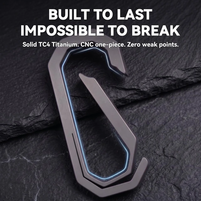 Alt view image 6 of 7 - Titanium Carabiner Keychain Clip, Small EDC Key Holder, 2.12-Inch | Titanium Key Ring, One-Piece Integrated, Quick Release, Compact, Ultra-Light, Rust-Proof & Anti-Lost Key Chain Clip for Keys