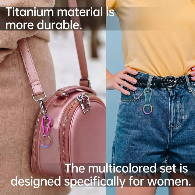 Alt view image 3 of 6 - 3 Pack Titanium Keychain for Women with Bottle Opener Quick Release Key Ring Clip Holder for Home Car Keys Key Finder Women Men