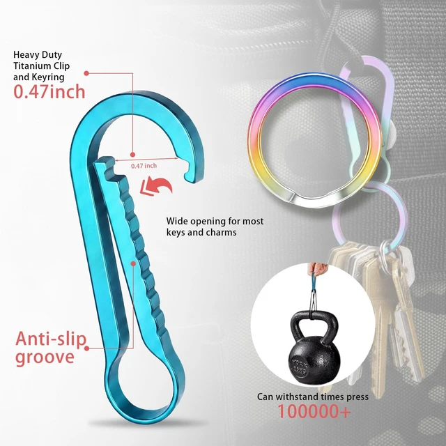 Alt view image 2 of 6 - 3 Pack Titanium Keychain for Women with Bottle Opener Quick Release Key Ring Clip Holder for Home Car Keys Key Finder Women Men