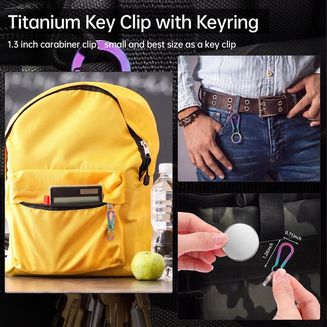 Alt view image 4 of 6 - 3 Pack Titanium Keychain for Women with Bottle Opener Quick Release Key Ring Clip Holder for Home Car Keys Key Finder Women Men