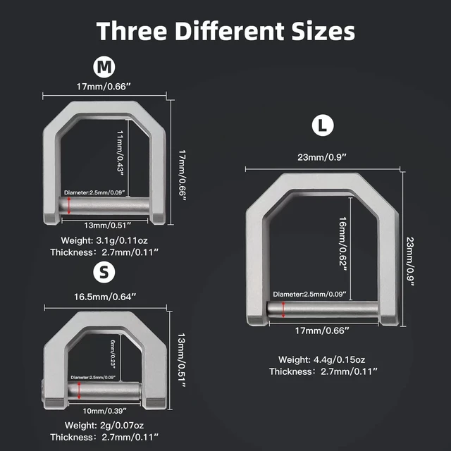 Alt view image 5 of 7 - Titanium Keychain D-Ring Screw Lock Car Key Holder for Men Women, Lightweight Shackle for Home & Auto Keys (S-PVD Black)