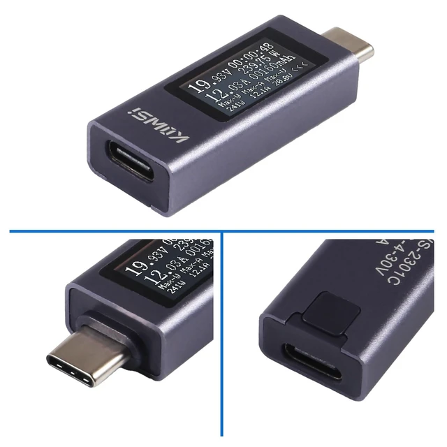 Alt view image 2 of 7 - 2Pcs USB C Tester Power Meter Digital Multimeter 4-30V 0-12A LCD Display Type C Voltage Current Tester Monitor, Working Time Ammeter Voltmeter USB Cable Charger Detector, Power Bank Capacity Detector