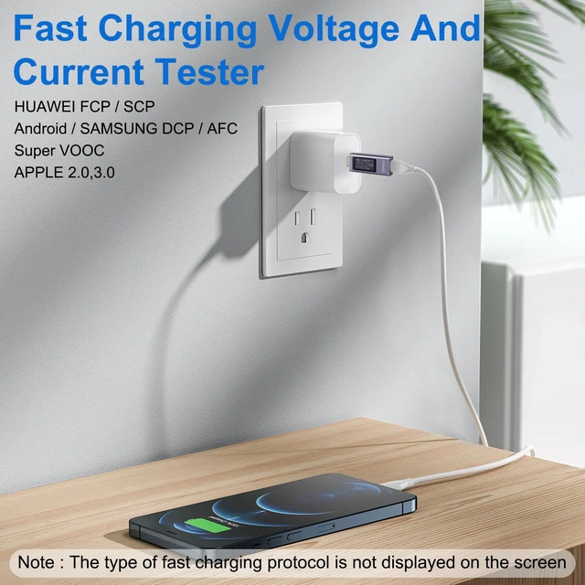 Alt view image 5 of 7 - 2Pcs USB C Tester Power Meter Digital Multimeter 4-30V 0-12A LCD Display Type C Voltage Current Tester Monitor, Working Time Ammeter Voltmeter USB Cable Charger Detector, Power Bank Capacity Detector