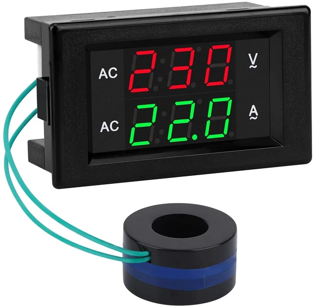Main image of Volt Amp Meter, AC 500V 100A Digital Voltmeter Ammeter Panel, 0.39 Inches LED 2in1 Multimeter, 2-Wire Voltage Amperage Tester Gauge with Current Transformer