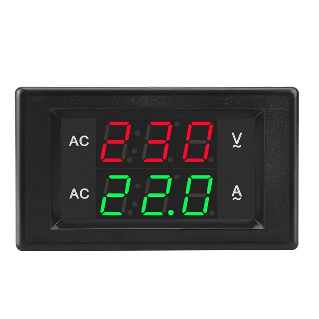 Alt view image 2 of 7 - Volt Amp Meter, AC 500V 100A Digital Voltmeter Ammeter Panel, 0.39 Inches LED 2in1 Multimeter, 2-Wire Voltage Amperage Tester Gauge with Current Transformer