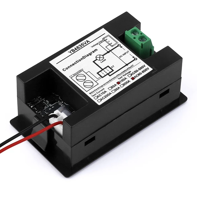 Alt view image 6 of 7 - Volt Amp Meter, AC 500V 100A Digital Voltmeter Ammeter Panel, 0.39 Inches LED 2in1 Multimeter, 2-Wire Voltage Amperage Tester Gauge with Current Transformer