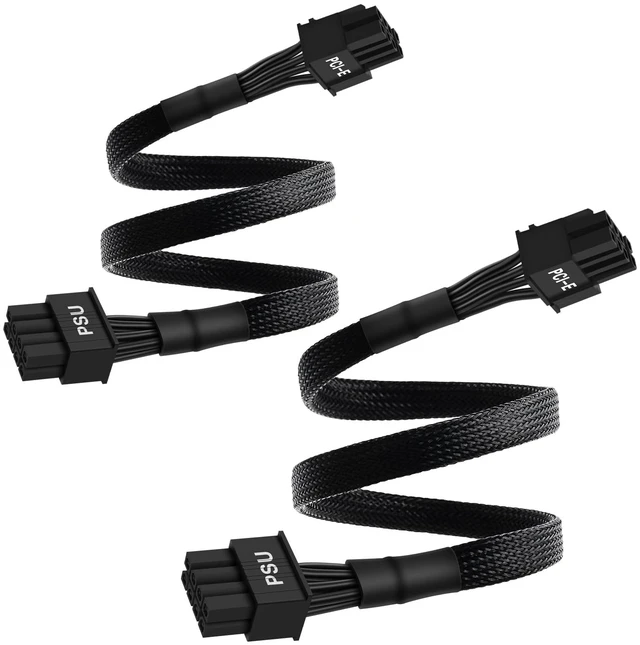 Main image of 2-Pack 8 Pin PCIe Cable for MSI MAG A650GL A750GL A850GL A1000GL A1250GL Power Supplies, ATX 3.0, 8 Pin Male to PCIe 8 Pin (6+2) Male Sleeved Cable for MSI MPG A850G A1000G PSU