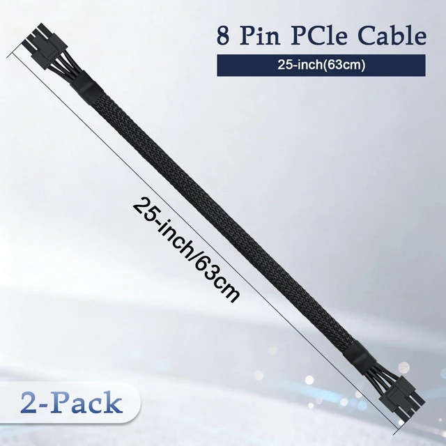 Alt view image 6 of 7 - 2-Pack 8 Pin PCIe Cable for MSI MAG A650GL A750GL A850GL A1000GL A1250GL Power Supplies, ATX 3.0, 8 Pin Male to PCIe 8 Pin (6+2) Male Sleeved Cable for MSI MPG A850G A1000G PSU