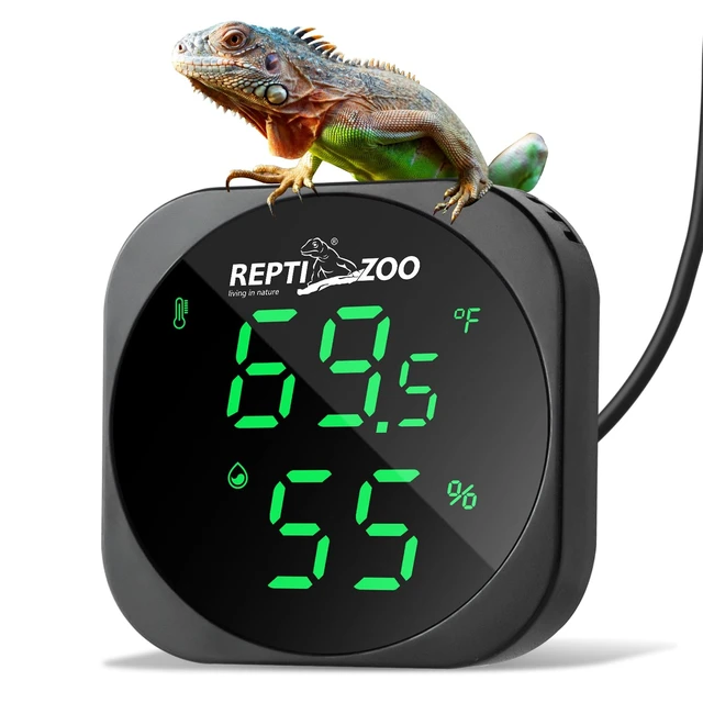 Main image of Thermometer Hygrometer, LED Digital Thermo Hygrometer for Reptile Terrarium Pet Rearing Box, Reptile Tank Thermometer with 55.2" Cable USB Power Supply