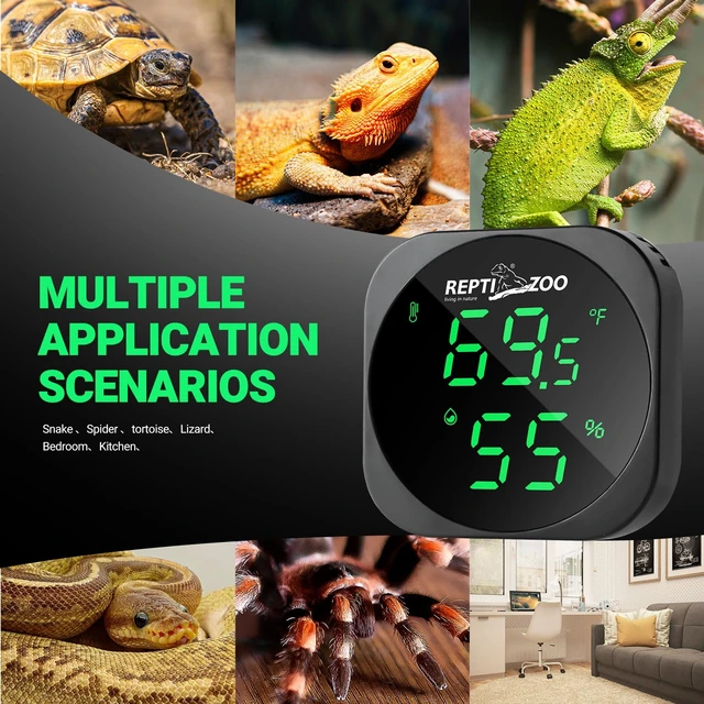 Alt view image 5 of 7 - Thermometer Hygrometer, LED Digital Thermo Hygrometer for Reptile Terrarium Pet Rearing Box, Reptile Tank Thermometer with 55.2" Cable USB Power Supply