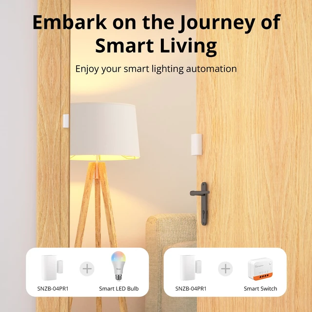 Alt view image 3 of 7 - SNZB-04PR1 Zigbee Door and Window Sensor | contact sensor, open/close monitoring, home security, tamper proof, automation, work with Home Assistant, SmartThings, Alexa