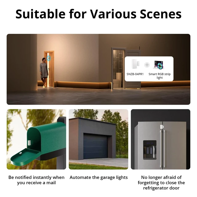 Alt view image 4 of 7 - SNZB-04PR1 Zigbee Door and Window Sensor | contact sensor, open/close monitoring, home security, tamper proof, automation, work with Home Assistant, SmartThings, Alexa