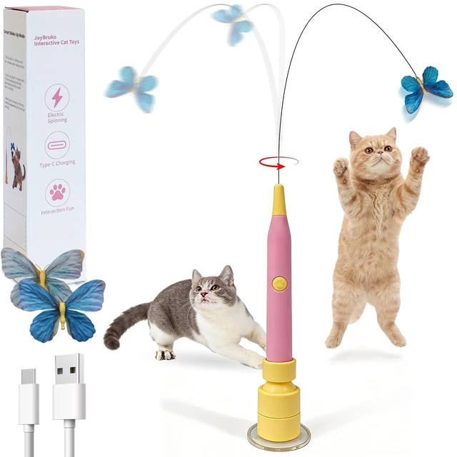 Main image of Interactive Cat Toys Automatic Cat Wand Toy for Indoor Cats | Enrichment for Bored Kitten, Spin Butterfly with Self-Holding Suction Base, Rechargeable Mental Stimulating Moving Feather