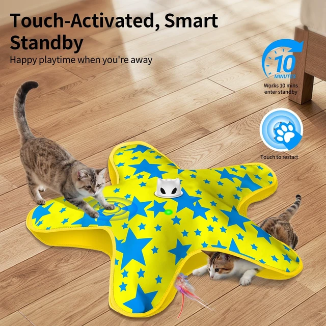 Alt view image 2 of 7 - Interactive Cat Toys for Indoor Cats with Moving Concealed Feathers | Rechargeable Automatic Cat Toy, 3-Mode Touch Activated Kitten Toys, Hide and Seek Toy for Indoor Bored Adult Cats & Kittens
