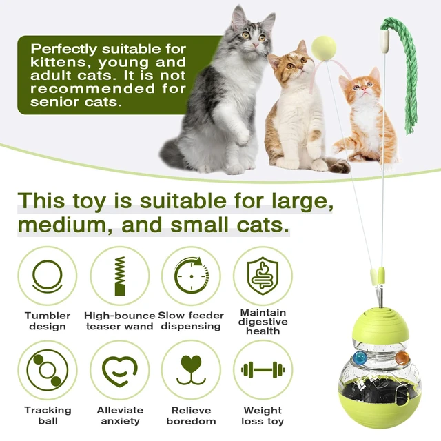 Alt view image 2 of 6 - Cat Toy for Indoor Cats Enrichment Kitten Wobble Treat Dispenser Ball | Channels restless days plus 3 a.m. zoomies into rewarding hunt action, easing boredom while pacing snacks, keeping paws busy!