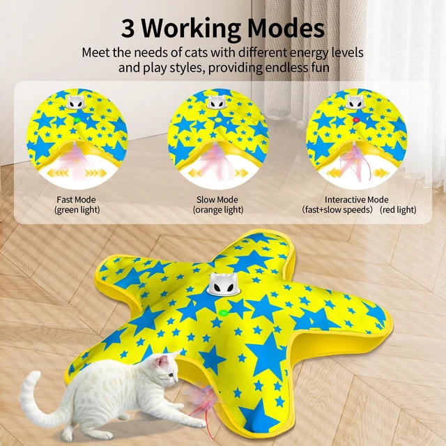 Alt view image 3 of 7 - Interactive Cat Toys for Indoor Cats with Moving Concealed Feathers | Rechargeable Automatic Cat Toy, 3-Mode Touch Activated Kitten Toys, Hide and Seek Toy for Indoor Bored Adult Cats & Kittens