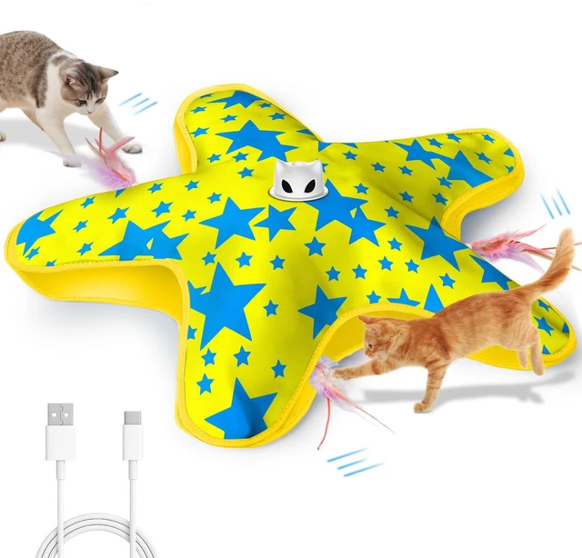 Main image of Interactive Cat Toys for Indoor Cats with Moving Concealed Feathers | Rechargeable Automatic Cat Toy, 3-Mode Touch Activated Kitten Toys, Hide and Seek Toy for Indoor Bored Adult Cats & Kittens