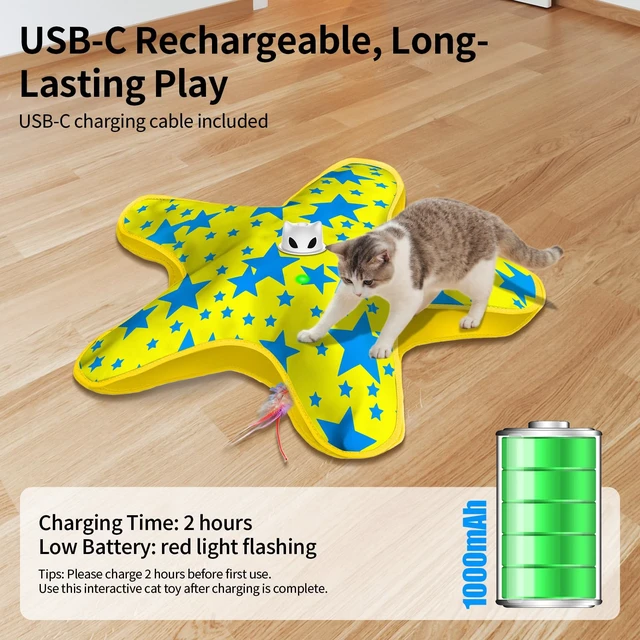Alt view image 5 of 7 - Interactive Cat Toys for Indoor Cats with Moving Concealed Feathers | Rechargeable Automatic Cat Toy, 3-Mode Touch Activated Kitten Toys, Hide and Seek Toy for Indoor Bored Adult Cats & Kittens