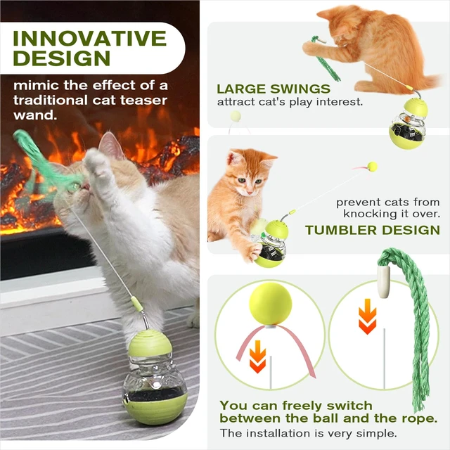 Alt view image 4 of 6 - Cat Toy for Indoor Cats Enrichment Kitten Wobble Treat Dispenser Ball | Channels restless days plus 3 a.m. zoomies into rewarding hunt action, easing boredom while pacing snacks, keeping paws busy!