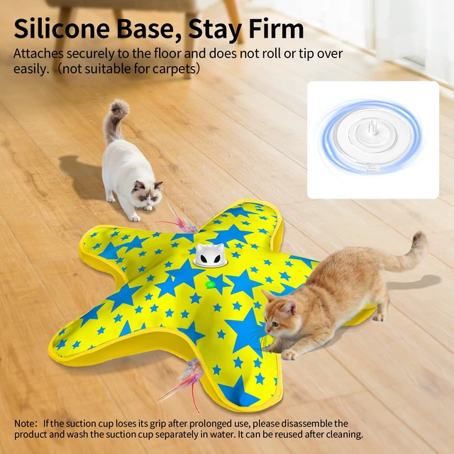 Alt view image 6 of 7 - Interactive Cat Toys for Indoor Cats with Moving Concealed Feathers | Rechargeable Automatic Cat Toy, 3-Mode Touch Activated Kitten Toys, Hide and Seek Toy for Indoor Bored Adult Cats & Kittens