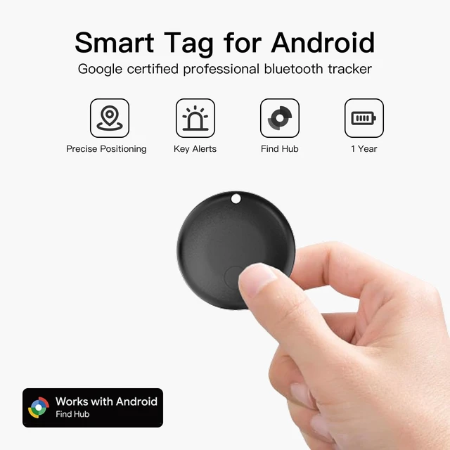Alt view image 2 of 7 - Air Tracker Tags for Android, Air Tags-4 Pack Bluetooth Tracker Works with Google Find Hub, Item Finder for Keys, Luggage, Wallet, Pets (Android Only, Black, 4 Pack)