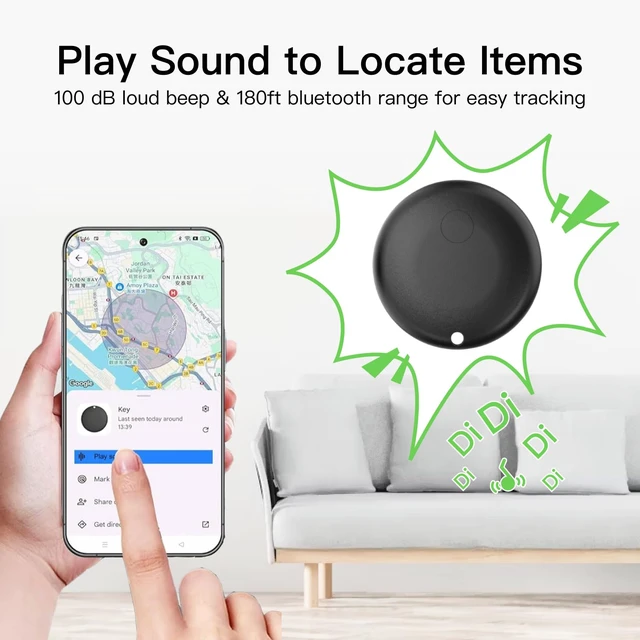 Alt view image 5 of 7 - Air Tracker Tags for Android, Air Tags-4 Pack Bluetooth Tracker Works with Google Find Hub, Item Finder for Keys, Luggage, Wallet, Pets (Android Only, Black, 4 Pack)