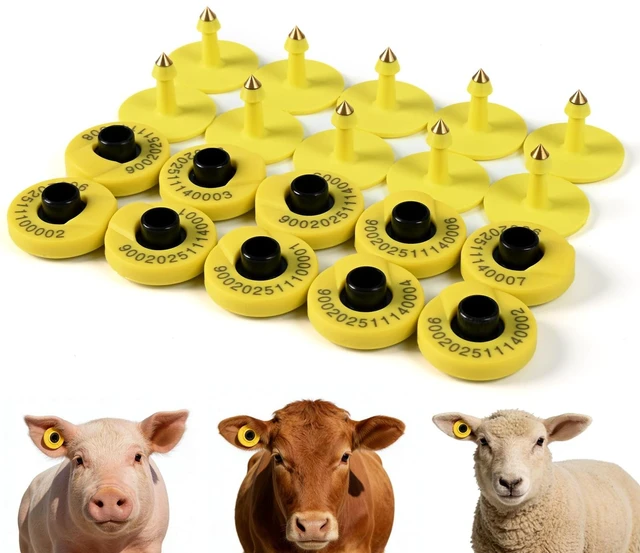 Main image of RFID Animal Ear Tag, ISO 11784/11785 Compliant Livestock Tracking Tag | Cattle, Pigs, Sheep, Goats, Heat Resistant up to 120°C (10PCS)