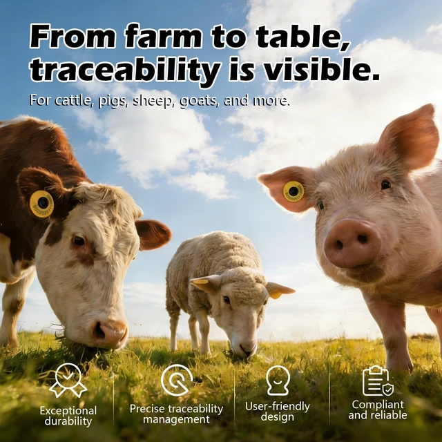 Alt view image 2 of 5 - RFID Animal Ear Tag, ISO 11784/11785 Compliant Livestock Tracking Tag | Cattle, Pigs, Sheep, Goats, Heat Resistant up to 120°C (10PCS)