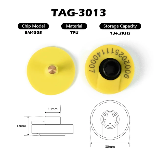 Alt view image 4 of 5 - RFID Animal Ear Tag, ISO 11784/11785 Compliant Livestock Tracking Tag | Cattle, Pigs, Sheep, Goats, Heat Resistant up to 120°C (10PCS)