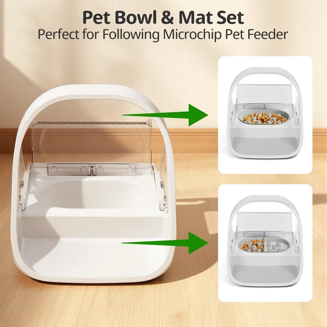 Alt view image 2 of 7 - Slow Feeder Bowl for Automatic Microchip Cat Pet Feeder, Helps Prevent Bloat & Improve Digestion, Easy to Clean, Slow Feeder Bowls & Mat
