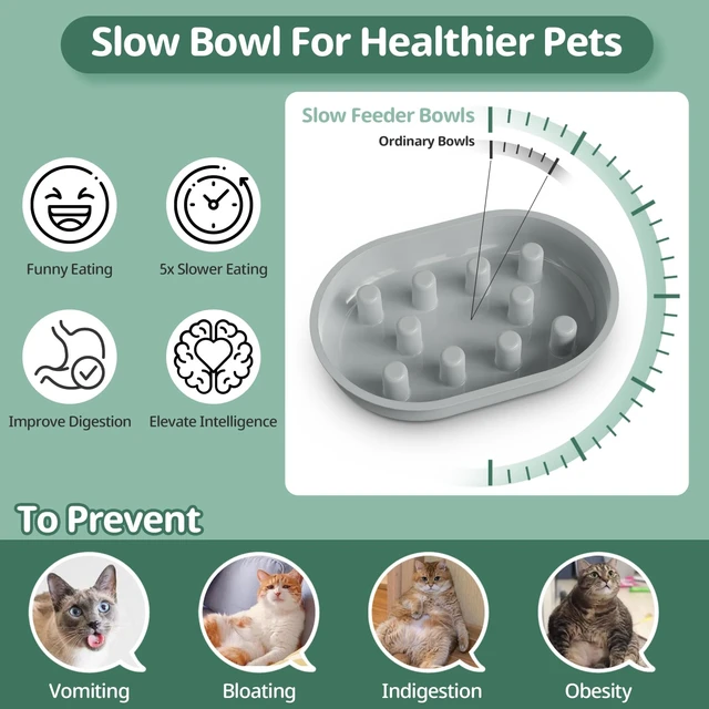 Alt view image 3 of 7 - Slow Feeder Bowl for Automatic Microchip Cat Pet Feeder, Helps Prevent Bloat & Improve Digestion, Easy to Clean, Slow Feeder Bowls & Mat