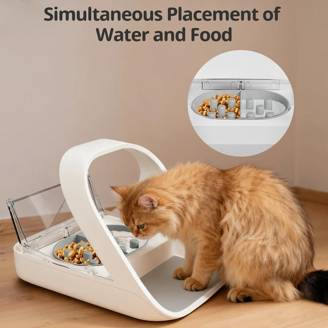 Alt view image 5 of 7 - Slow Feeder Bowl for Automatic Microchip Cat Pet Feeder, Helps Prevent Bloat & Improve Digestion, Easy to Clean, Slow Feeder Bowls & Mat