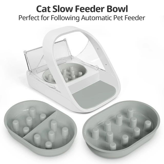 Alt view image 6 of 7 - Slow Feeder Bowl for Automatic Microchip Cat Pet Feeder, Helps Prevent Bloat & Improve Digestion, Easy to Clean, Slow Feeder Bowls & Mat
