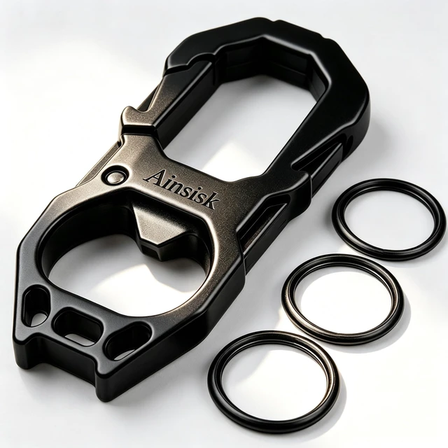 Main image of Carabiner clip Keychain Bottle opener Key rings(Black) | Carabiner Car Key Chains Bottle opener Tactical keychains.Metal Clip Keychain 3 Key Rings Suitable for men and women.(Black)