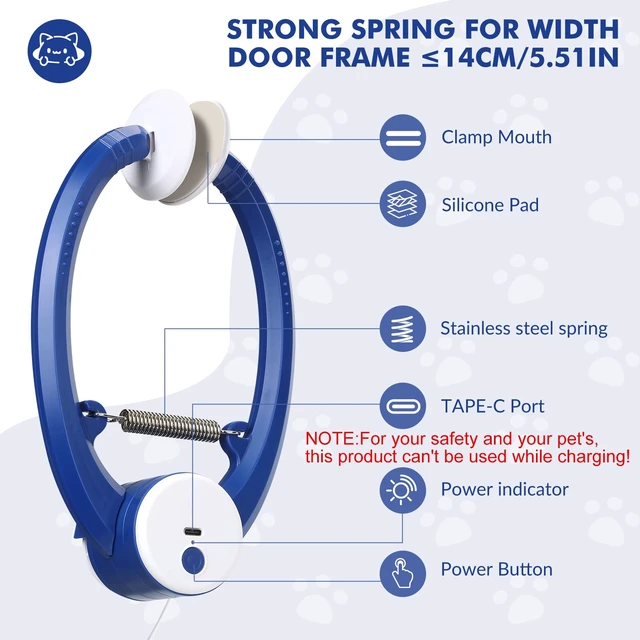 Alt view image 6 of 6 - Automatic Hanging Cat Toy, Electric cat Teaser, Dark Blue | Interactive,Rechargeable,Flying Bird Feather Wand Cat Toys,Exercise Stimulation,Cat Enrichment